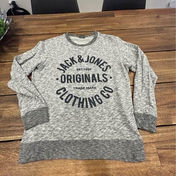Mens JACK & JONES crew neck sweatshirt. Gray/black. Regular fit. Size medium. So - Picture 10 of 10